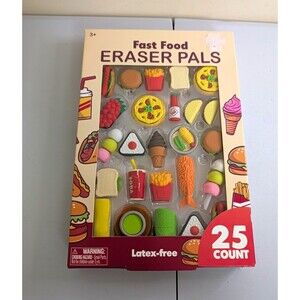 Peachtree Playthings Fast Food Eraser Pals Latex-Free Multicolor 25 Count